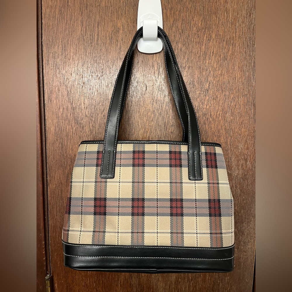 Shoulder bag w matching cosmetic case “Mad for Plaid” (expandable)
